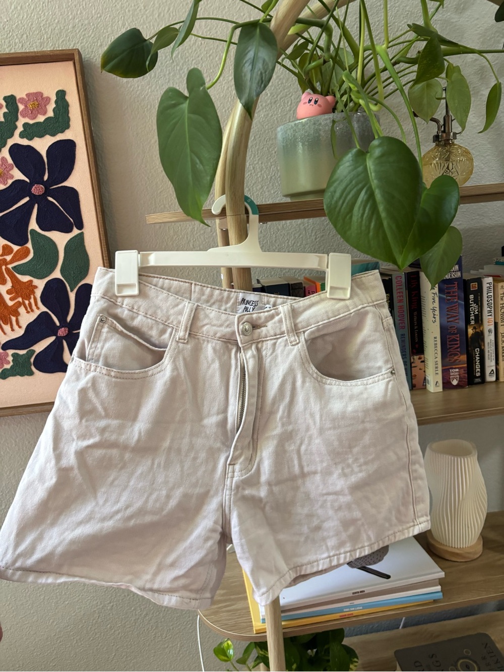 Princess Polly Off-White High-Rise Denim Shorts
